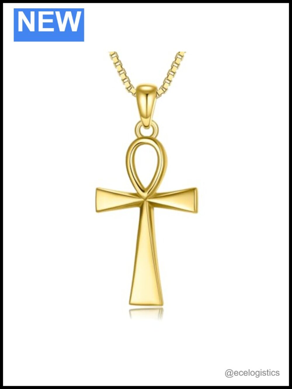 Sterling Silver Ankh Cross Pendant Necklace Adjustable Chain Women's Jewelry